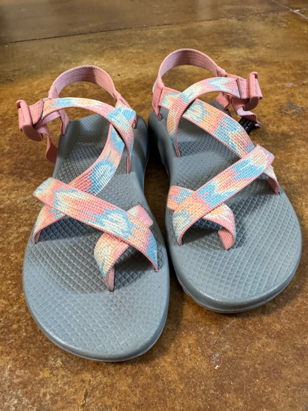 CHACO Z2 Classic Aerial Rosette Sandals Waterproof Gray Pink US W 9 EUR 40